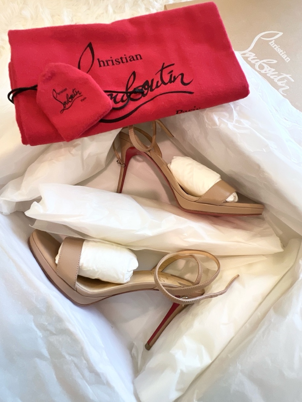 Christian Louboutin Nude Slingback Heels Sandals 100 - Picture 8 of 11
